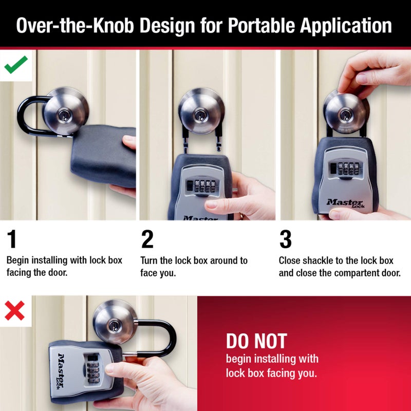 Master Lock Key Lock Box with Code  Outdoor Lock Box for Realtors  Property Managers and Landlords  Ideal for Short-Term Rentals  Key Safe Holds 5 Keys  5 Pack  5400EC5 - Image 5